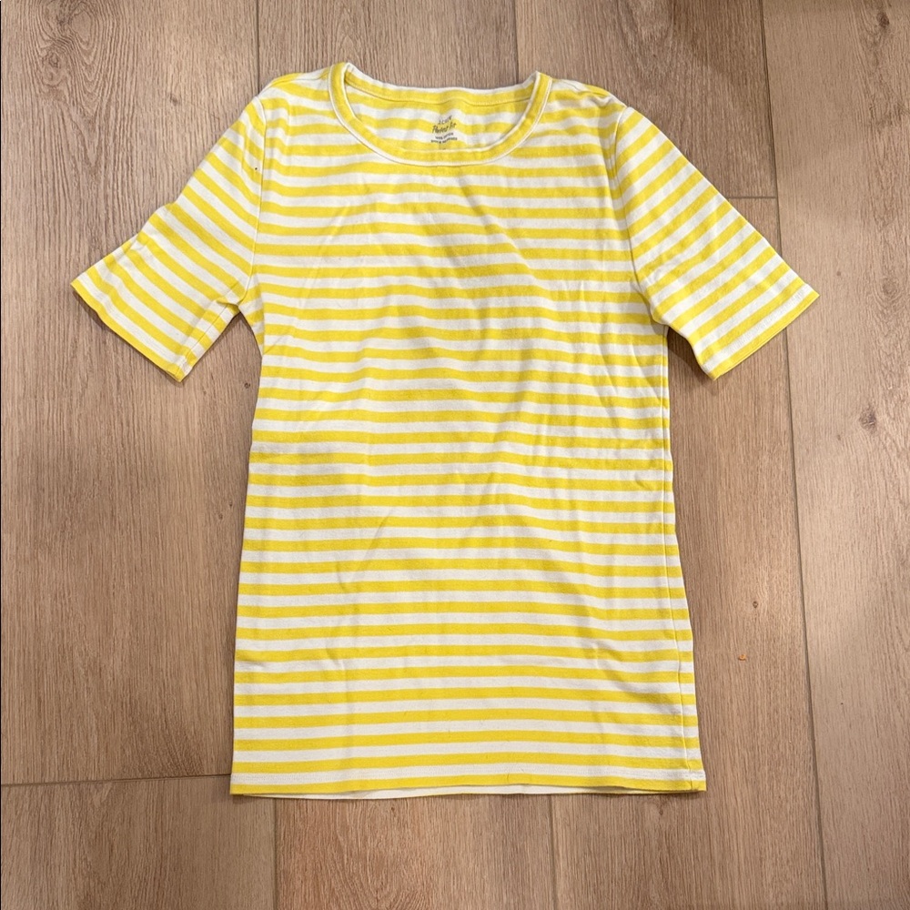 J. Crew Women’s Yellow and White Striped Tee